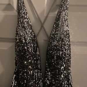 Silver Sequined Prom Dress Size 4